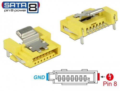 Delock Csatlakozó SATA 6 Gb/s anya 8 tűs táp (89887)