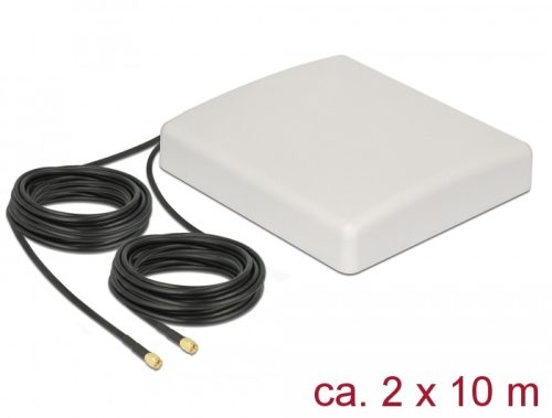 Delock LTE MIMO antenna 2 x SMA dugó 8 dBi irányított 8 dBi RG-58 csatlakozókábellel 10 m fehér kült (89891)