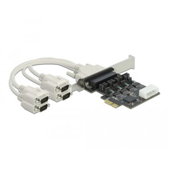  Delock PCI Express Kártya > 4 x soros RS-232 tápfeszültséggel 5 V / 12 V (89895)