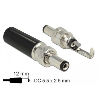   Delock DC csatlakozó apa 5,5 x 2,5 mm dugómérettel és 12,0 mm hosszal (89916)