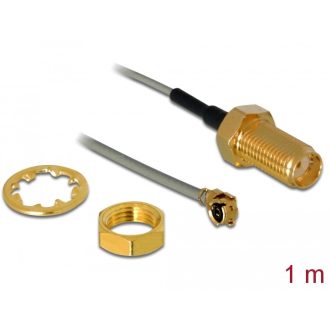   Delock Antenna kábel SMA anya válaszfali csatlakozóval apa MHF  I -dugó 1.13 1 m menethossz 10 mm (89919)