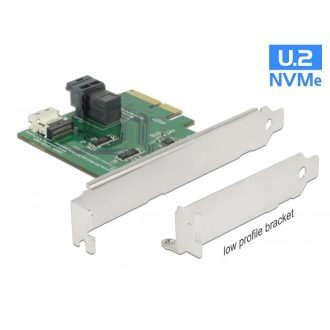   Delock PCI Express x4 kártya U.2 NVMe - 1 x belső SFF-8654 4i és 1 x belső SFF-8643   alacsony profi (89923)