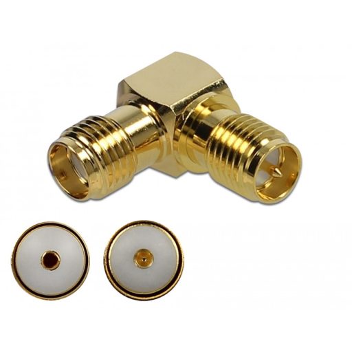 Delock Adapter, SMA csatlakozóhüvely apa RP-SMA csatlakozóhüvely 90  10 GHz (89953)