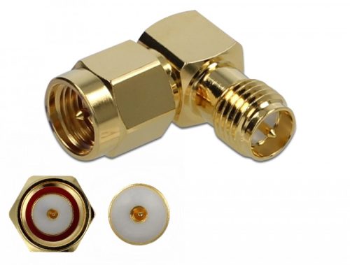 Delock Adapter SMA-dugó apa RP-SMA csatlakozóhüvely 90  10 GHz