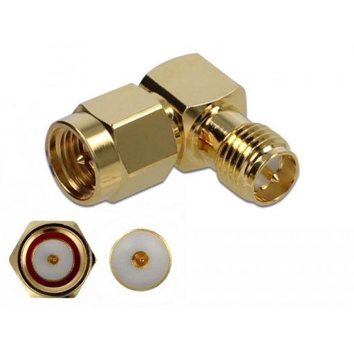 Delock Adapter SMA-dugó apa RP-SMA csatlakozóhüvely 90  10 GHz (89955)