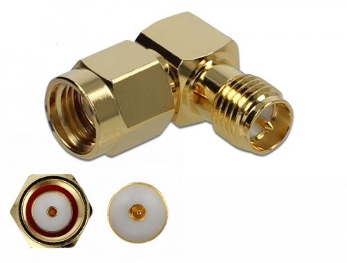 Delock Adapter RP-SMA-dugó apa RP-SMA csatlakozóhüvely 90  10 GHz