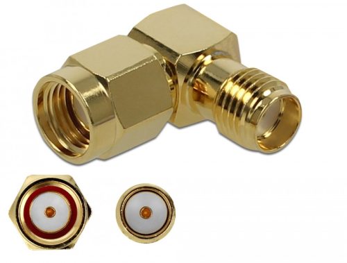 Delock Adapter RP-SMA-dugó apa SMA csatlakozóhüvely 90  10 GHz (89978)