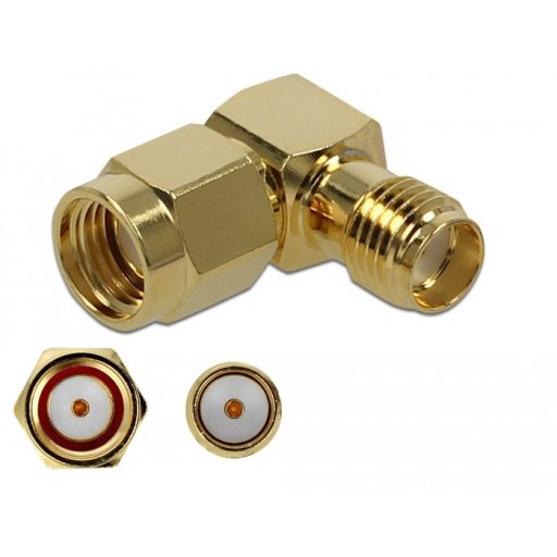Delock Adapter RP-SMA-dugó apa SMA csatlakozóhüvely 90  10 GHz (89978)