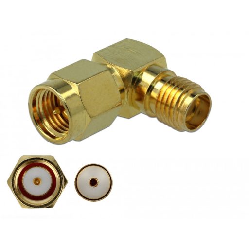 Delock Adapter SMA-dugó apa SMA csatlakozóhüvely 90  3 GHz (89994)