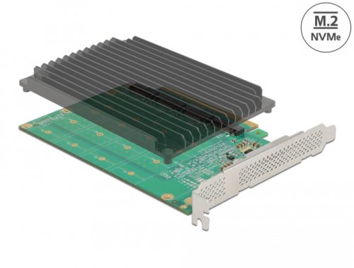 Delock PCI Express x16 kártya - 4 x belső NVMe M.2 Key M hűtőbordával - elágazás (90054)