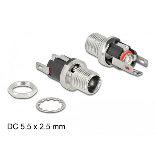 Delock DC csatlakozó anya 5,5 x 2,5 x 12,0 mm-es forrasztott foglalatfej verzióval (90057)