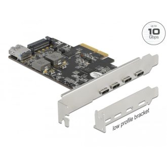   Delock PCI Express x4 Kártya - 4 x USB Type-C  + 1 x A-típusú USB - SuperSpeed USB 10 Gbps - alacson (90059)