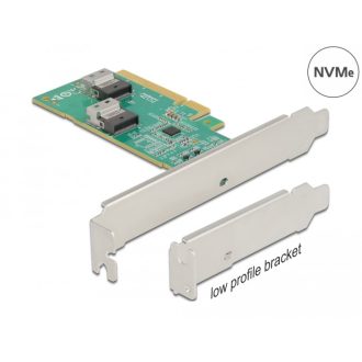   Delock PCI Express 4.0 x8 kártya - 2 x belső SFF-8654 4i NVMe - elágazás - alacsony profilú formatényező (90076)