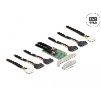   Delock PCI Express 4.0 x16 kártya - 4 x SFF-8639 NVMe - elágazás - alacsony profilú formatényező (90077)