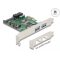 Delock PCI Express x1 Kártya - 2 x külső USB 3.2 Gen 1 A-típusú USB csatlakozó + 1 x belső 19 tűs USB tű fejes apa - alacsony profilú formatényező (90096)
