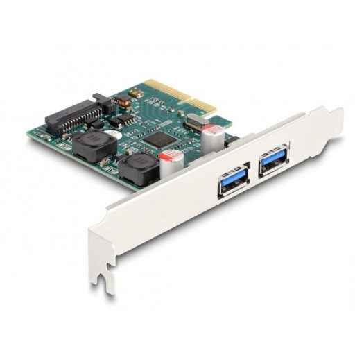 Delock PCI Express x4 Kártya - 2 x külső USB 10 Gbps A-típusú anya - alacsony profil (90106)