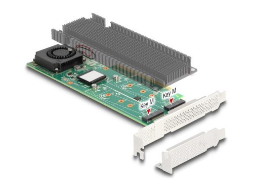 Delock PCI Express x8 Card - 2 x belső NVMe M.2 M-kulcs, RAID-dal - alacsony profilú formatényező (90123)