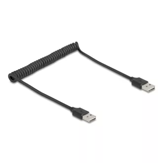   Delock tekercselt kábel EASY-USB 2.0 Type-A apa EASY-USB Type-A apa 0,5 m - 0,8 m fekete (90124)