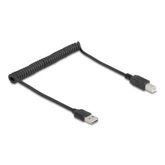   Delock tekercselt kábel EASY-USB 2.0 Type-A apa USB Type-B apa 0,5 m - 0,8 m fekete (90130)