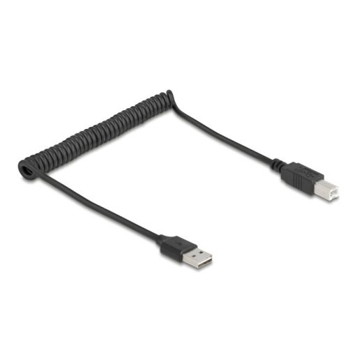 Delock tekercselt kábel EASY-USB 2.0 Type-A apa USB Type-B apa 0,5 m - 0,8 m fekete (90130)