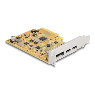   Delock PCI Express x4-kártya - 1 x külső, USB Type-C  10 Gbps-es csatlakozóhüvely + 1 x külső, USB Type-C  10 Gbps-es csatlakozóhüvely (90161)