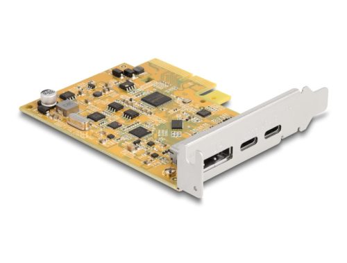 Delock PCI Express x4-kártya - 1 x külső, USB Type-C  10 Gbps-es csatlakozóhüvely + 1 x külső, USB Type-C  10 Gbps-es csatlakozóhüvely (90161)