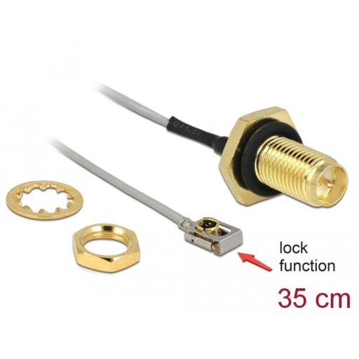 Delock Antenna kábel RP-SMA jack bulkhead to MHF  I LK plug 1.13 35 cm szélessége 10 mm splash (90292)
