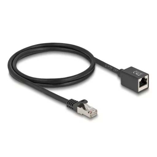 Delock Hálózat bővítő kábel RJ45 apa - RJ45 anya Cat.6A S/FTP 1 m fekete (90294)