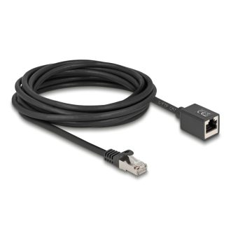   Delock Hálózat bővítő kábel RJ45 apa - RJ45 anya Cat.6A S/FTP 5 m fekete (90318)