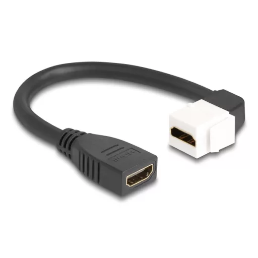 Delock Keystone modul HDMI kábel anya - anya 90 -ban hajlított 8K 60 Hz 20 cm, fekete (90321)