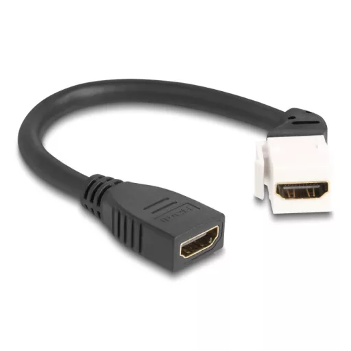 Delock Keystone modul HDMI kábel anya - anya 45 -ban hajlított 8K 60 Hz 20 cm, fekete (90322)