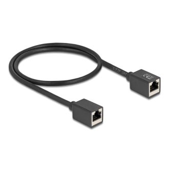   Delock Hálózat bővítő kábel RJ45 anya - RJ45 anya Cat.6A S/FTP 0,5 m fekete (90324)