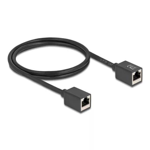 Delock Hálózat bővítő kábel RJ45 anya - RJ45 anya Cat.6A S/FTP 1 m fekete (90325)