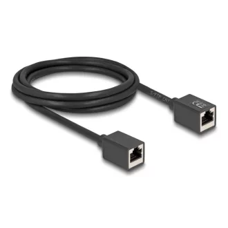   Delock Hálózat bővítő kábel RJ45 anya - RJ45 anya Cat.6A S/FTP 2 m fekete (90331)