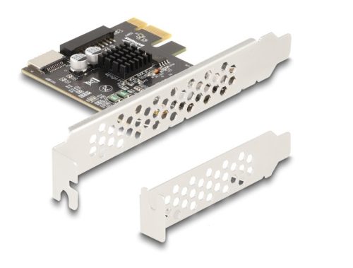 Delock PCI expressz x1 kártya - 1 x belső USB 5 Gbps Type-E Key A and 1 x 19 pin USB pin header male - alacsony profilú formatényező