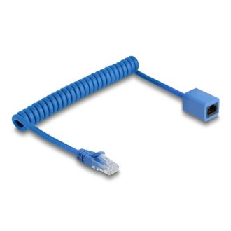   Delock RJ45 tekercses kábelcsatlakozó a jack csatlakozóhoz Cat.6 UTP 0,45 m - 0,75 m kék (90364)