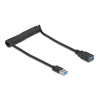   Delock USB 5 Gbps tekercses kábel - A típusú apa és A típusú anya, 0,4-0,6 m fekete (90367)