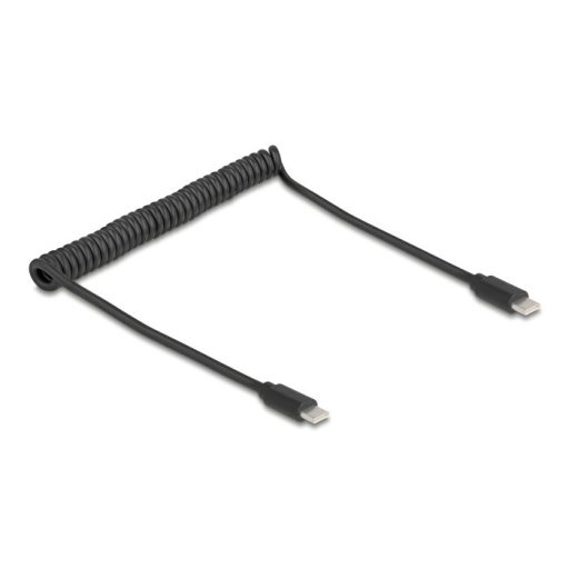 Delock USB 2.0 Type-C  tekercses kábel, apa-apa 0,45 m-től 0,75 m-ig fekete (90369)