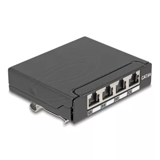   Delock Mini asztali patch panel, RJ45 aljzat, 4 port, Cat.6A, árnyékolt, fekete (90378)