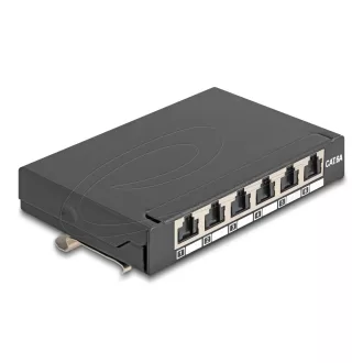   Delock Mini asztali patch panel, RJ45 aljzat, 6 port, Cat.6A, árnyékolt, fekete (90379)