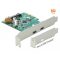 Delock PCI Express x4 kártya - 2 x külső SuperSpeed USB 10 Gbps (USB 3.1 Gen 2) USB Type-C  hüvely (90397)