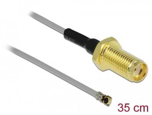 Delock Antenna kábel SMA anya válaszfali csatlakozóval apa MHF  4 -dugó 0.81 35 cm menethossz 10 mm (90398)