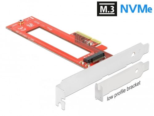 Delock PCI Express x4-kártya - 1 x M.3 / NF1 nyílás - alacsony profilú formatényező (90401)