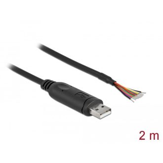   Delock adapterkábel USB 2.0 Type-A és soros RS-232 közötti 9 nyitott vezetékkel + árnyékolás 2 m (90416)