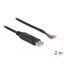 Delock adapterkábel USB 2.0 Type-A és soros RS-232 közötti 9 nyitott vezetékkel + árnyékolás 2 m (90416)