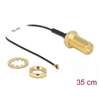   Delock Antenna kábel RP-SMA anya válaszfali csatlakozóval apa MHF  4-dugó 0.81 35 cm menethossz 35 m (90478)