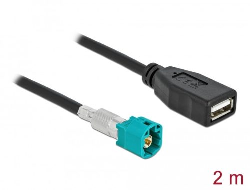 Delock Kábel HSD Z apa - A-típusú USB 2.0 anya 2 m (90488)