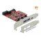 Delock PCI Express x4 Kártya - 1 x külső USB Type-C  anya + 2 x külső A-típusú USB anya SuperSpeed U (90492)