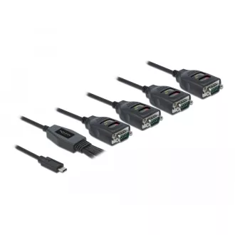   Delock Átalakító USB Type-C    4 x Soros RS-232 DB9 15 kV ESD védelemmel (90495)
