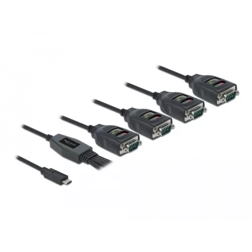 Delock Átalakító USB Type-C    4 x Soros RS-232 DB9 15 kV ESD védelemmel (90495)